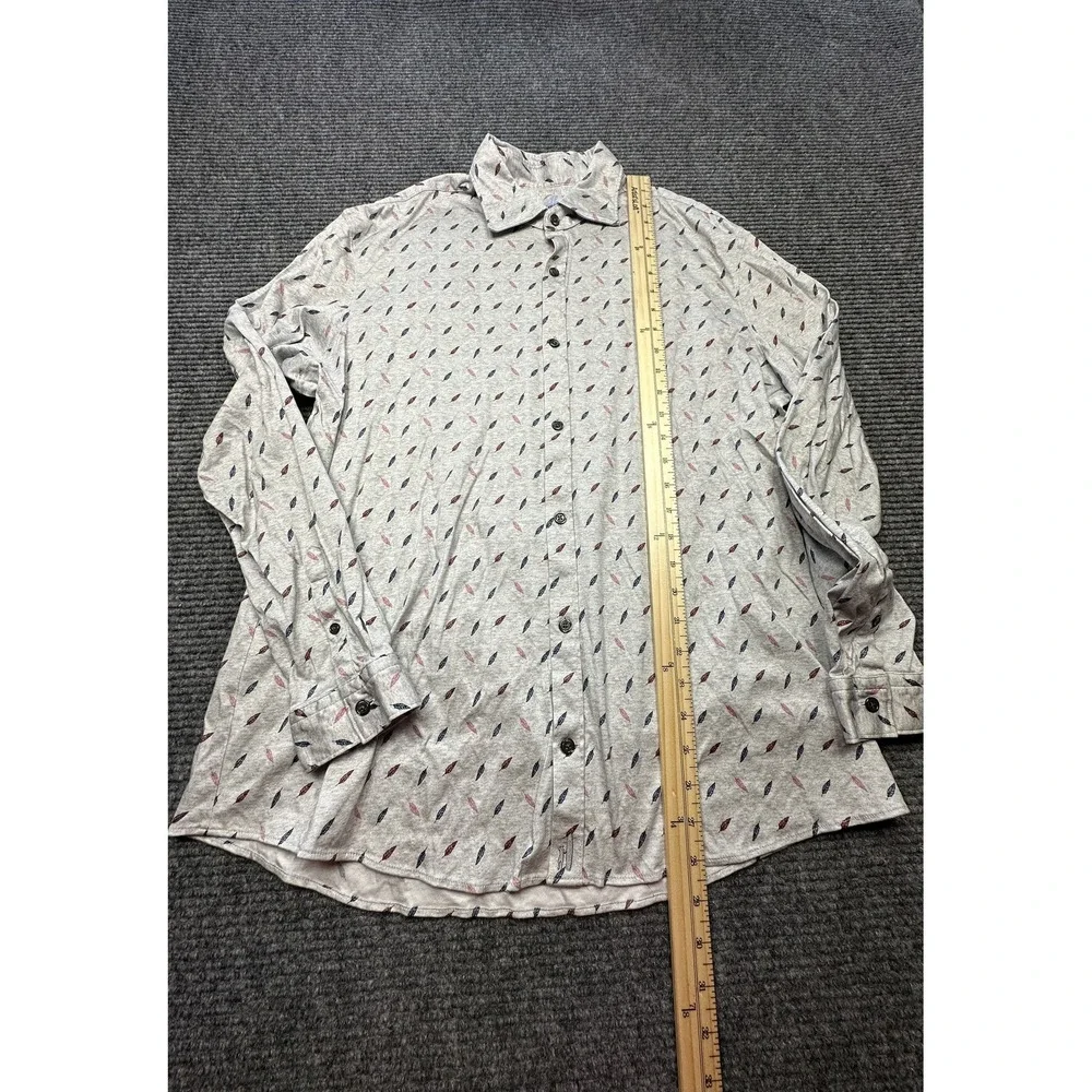 Johnnie-O Featherweight Shirt Mens Large Feather Print Button‎ Up Long Sleeve